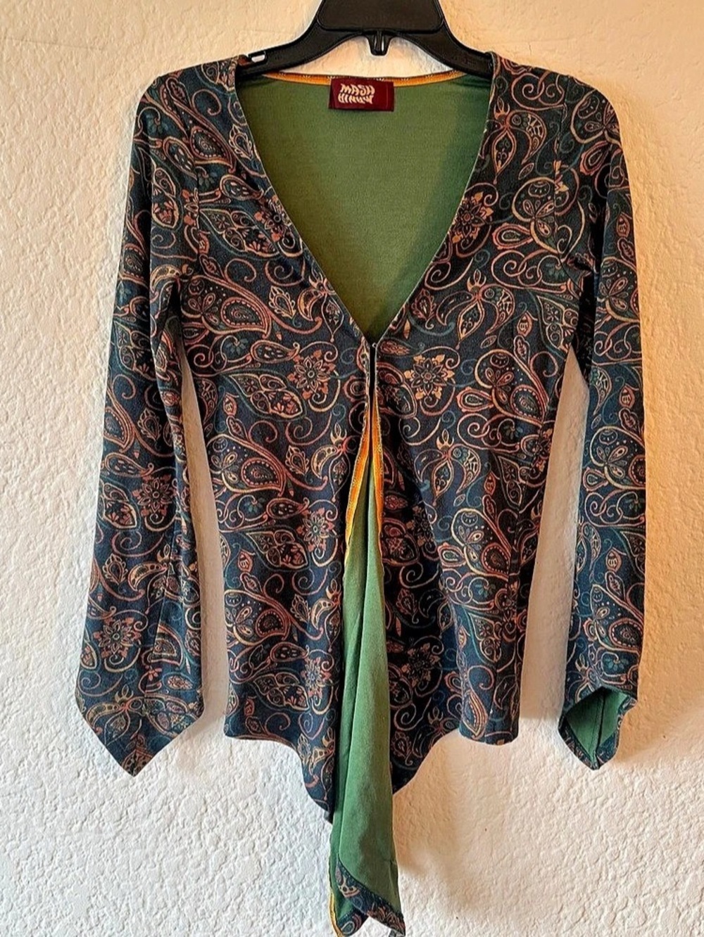 Mash Mania Japanese Paisley & Floral Draped Dual-Layer Cardigan Size 30 XS